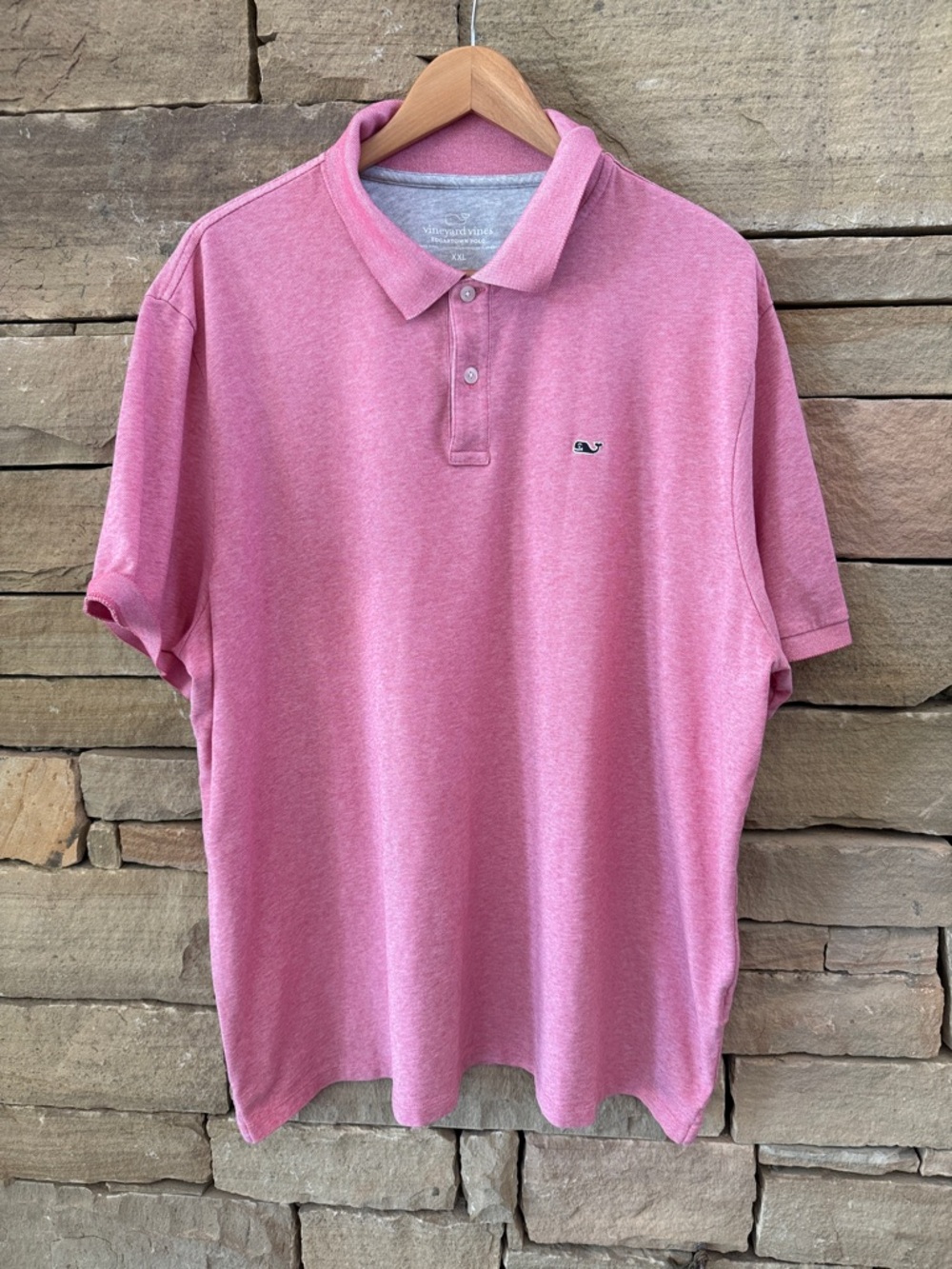 Vineyard Vines Men’s Edgartown Heather Pink Polo Shirt EUC 2XL